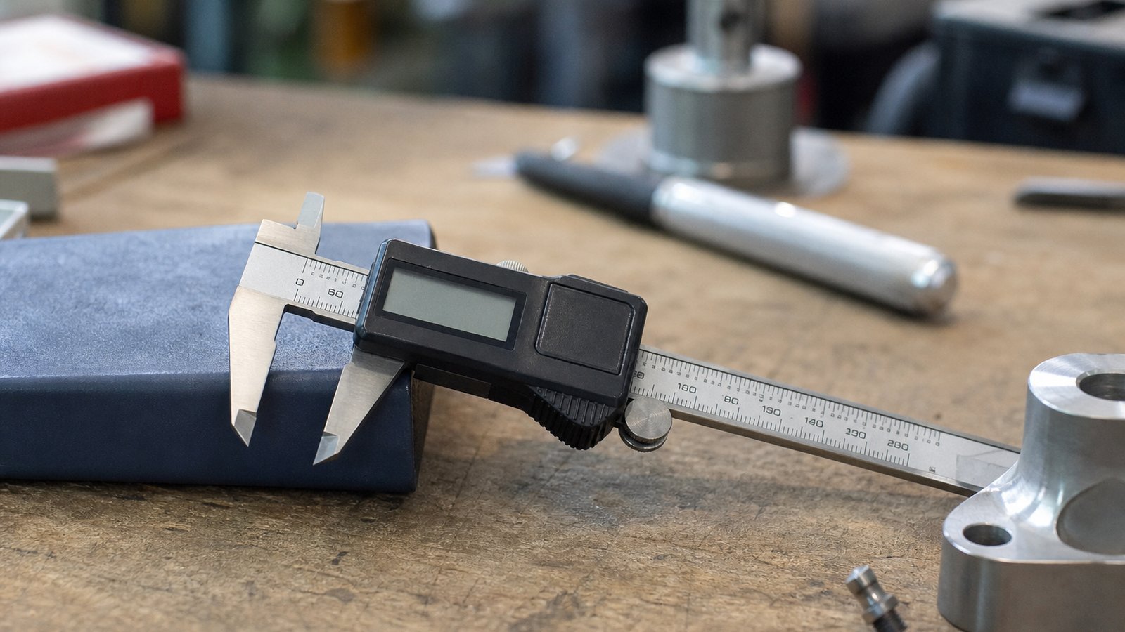 digital vernier caliper in a clean UK lifestyle scene