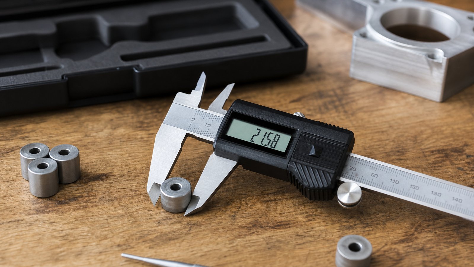 digital vernier caliper in a clean UK lifestyle scene